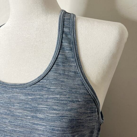 New Balance Women's Athletic Tank Top Size M Space Dye Blue Cut Out Racerback - Picture 4 of 5